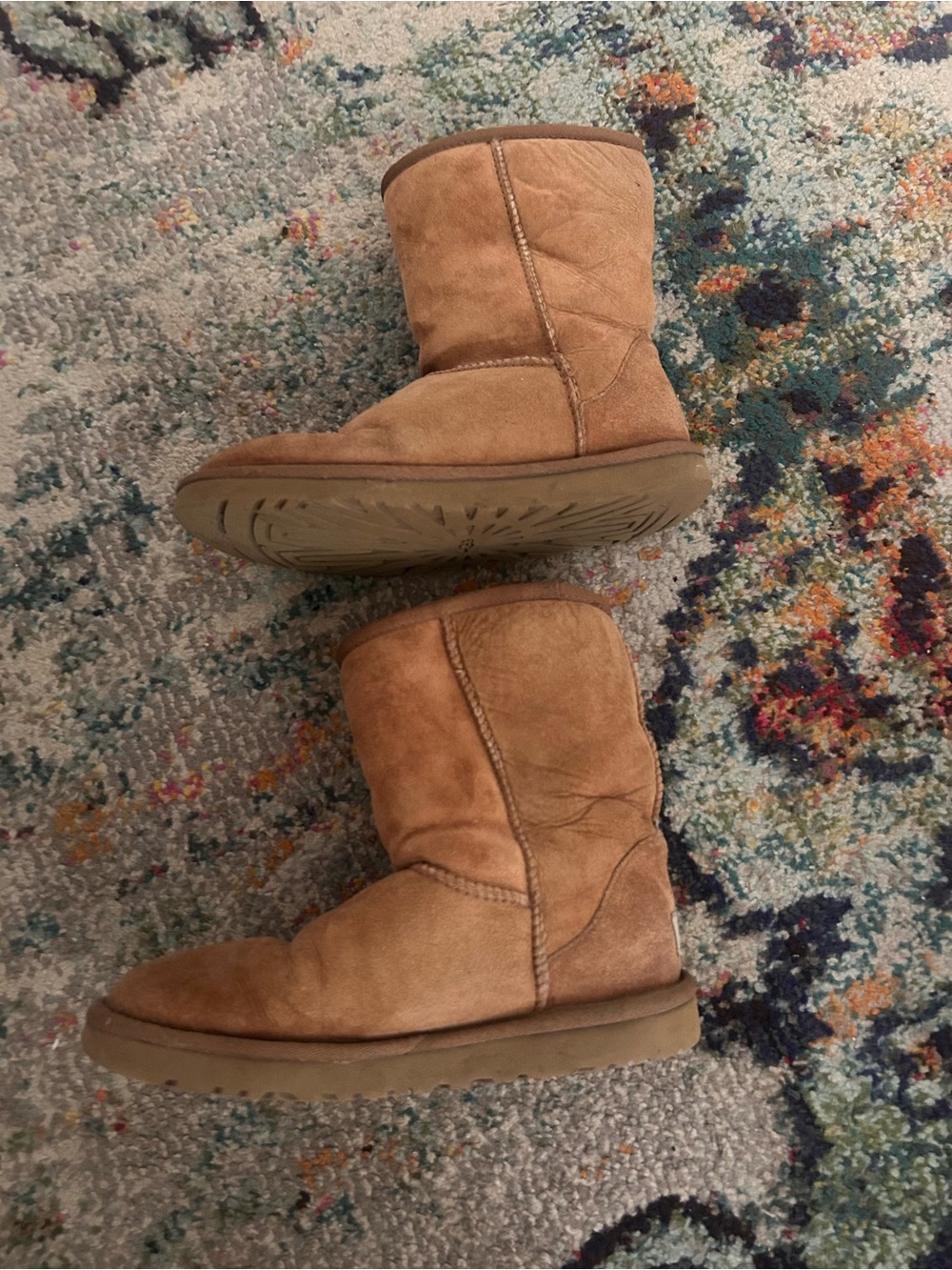 Classic Short Shearling Suede Boots - Chestnut Tan